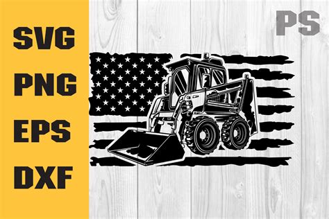 Skidsteer With American Flag Svg 